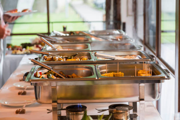 Groups of Buffet in the luxury Restaurant, selective focus