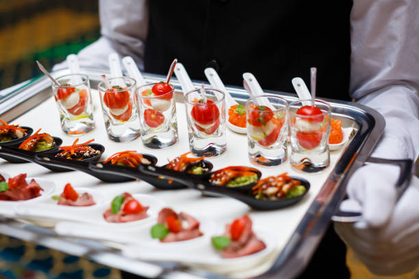 Catering waiter snacks tray